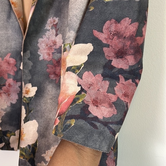 Soft Surroundings Blazer Women Sz Large Petite Floral Print Lightweight Pockets - Picture 5 of 10